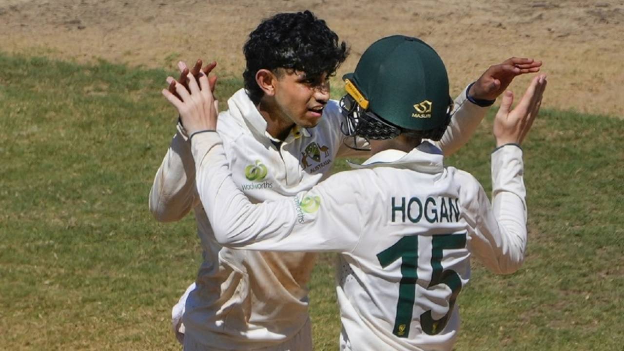 Vishwa Ramkumar was among the wickets for Australia Under-19s, India Under-19 vs Australia Under-19, 1st four-dayer, Chennai, 2nd day, October 1, 2024