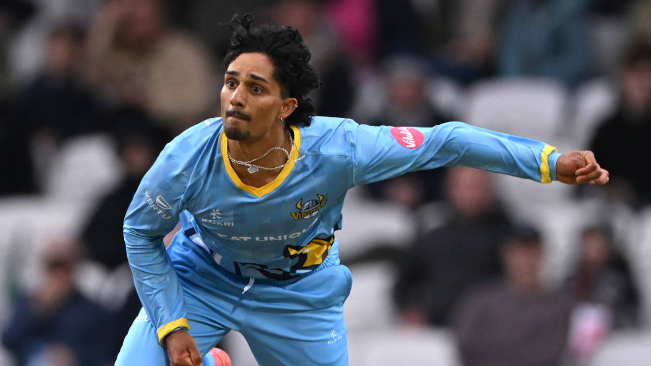 Jafer Chohan in his delivery stride, May 30, 2024