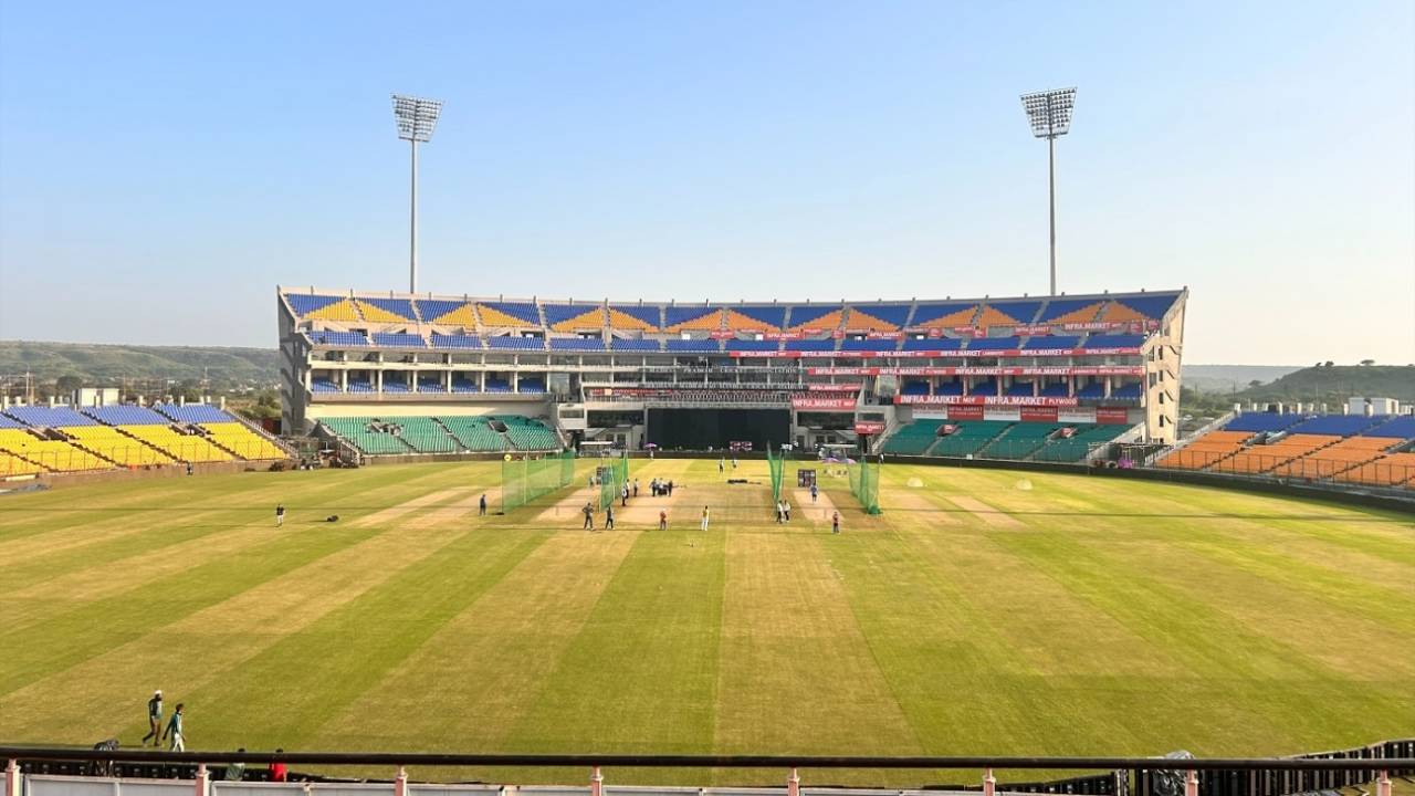 The Shrimant Madhavrao Scindia Cricket Stadium gets ready for its first international game, Gwalior, October 4, 2024