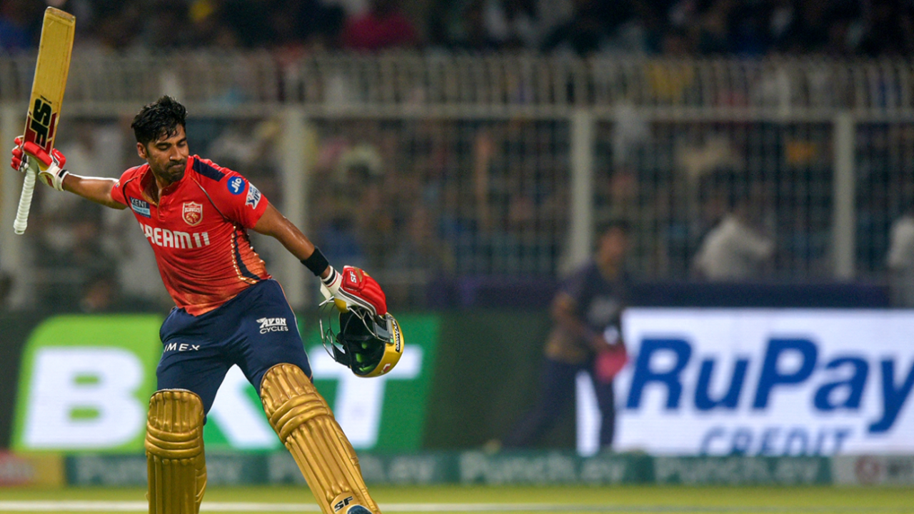 Shashank Singh celebrates the win, Kolkata Knight Riders vs Punjab Kings, IPL 2024, Kolkata, April 26, 2024