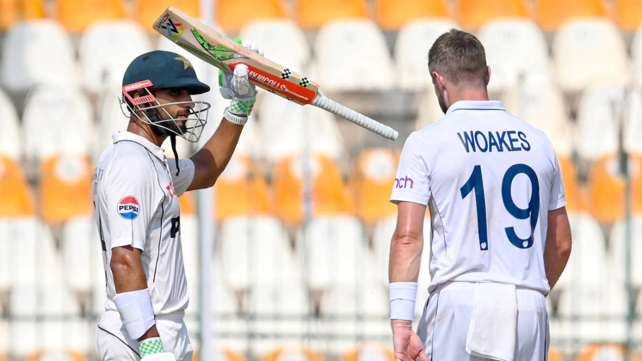 Shan Masood brought up his century as Chris Woakes toiled, Pakistan vs England, 1st Test, Multan, 1st day, October 7, 2024