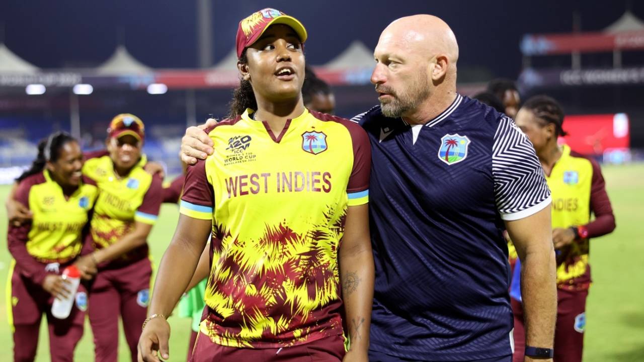 Captain Hayley Matthews and head coach Shane Deitz after West indies' NRR-boosting win, Bangladesh vs West Indies, Women's T20 World Cup, Sharjah, October 10, 2024