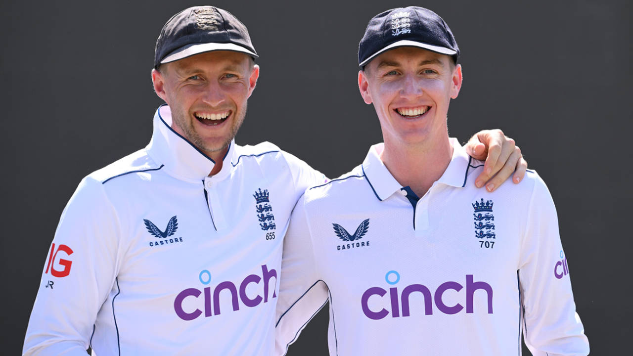 Joe Root and Harry Brook pose together after England's victory, Pakistan vs England, 1st Test, Multan, 5th day, October 11, 2024