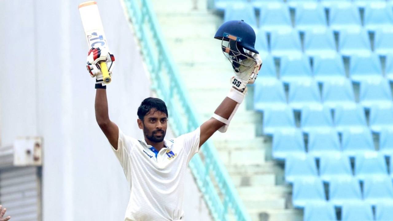 Abhimanyu Easwaran celebrates his century, UP vs Bengal, Ranji Trophy 2024-25, Lucknow, October 14, 2024