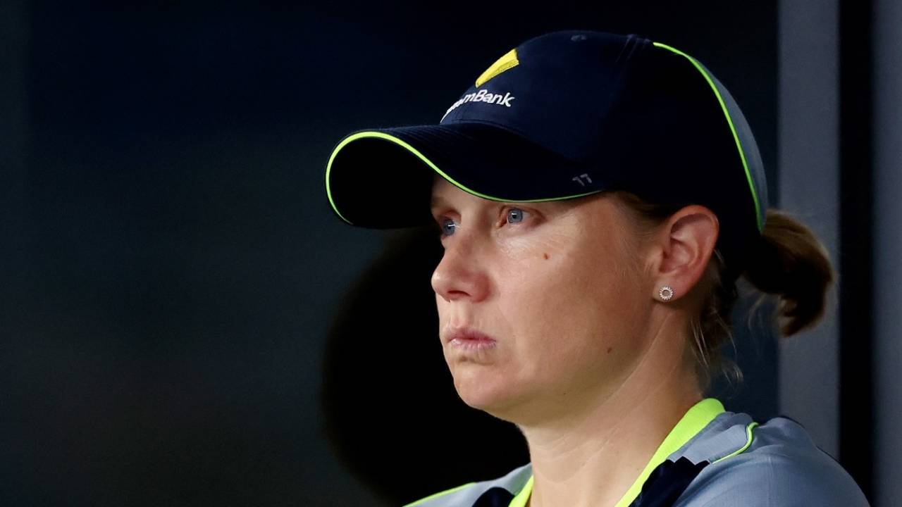 Alyssa Healy looks on after Australia were knocked out of the tournament, Australia vs South Africa, semi-final, Dubai, Women's T20 World Cup, October 17, 2024