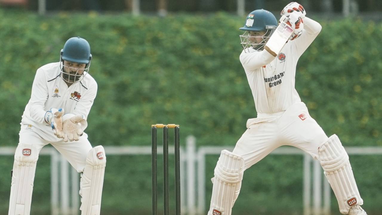 Sachin Dhas punches one off the back foot, Mumbai vs Maharashtra, Sharad Pawar Cricket Academy, day 2, Ranji Trophy, October 19, 2024