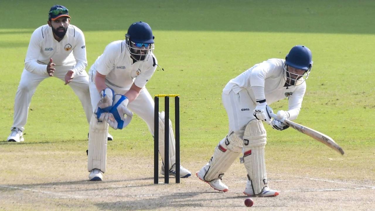 Abhishek Thakuri turns one on the leg side, Assam vs Chandigarh, Guwahati, day 3, Ranji Trophy, October 20, 2024