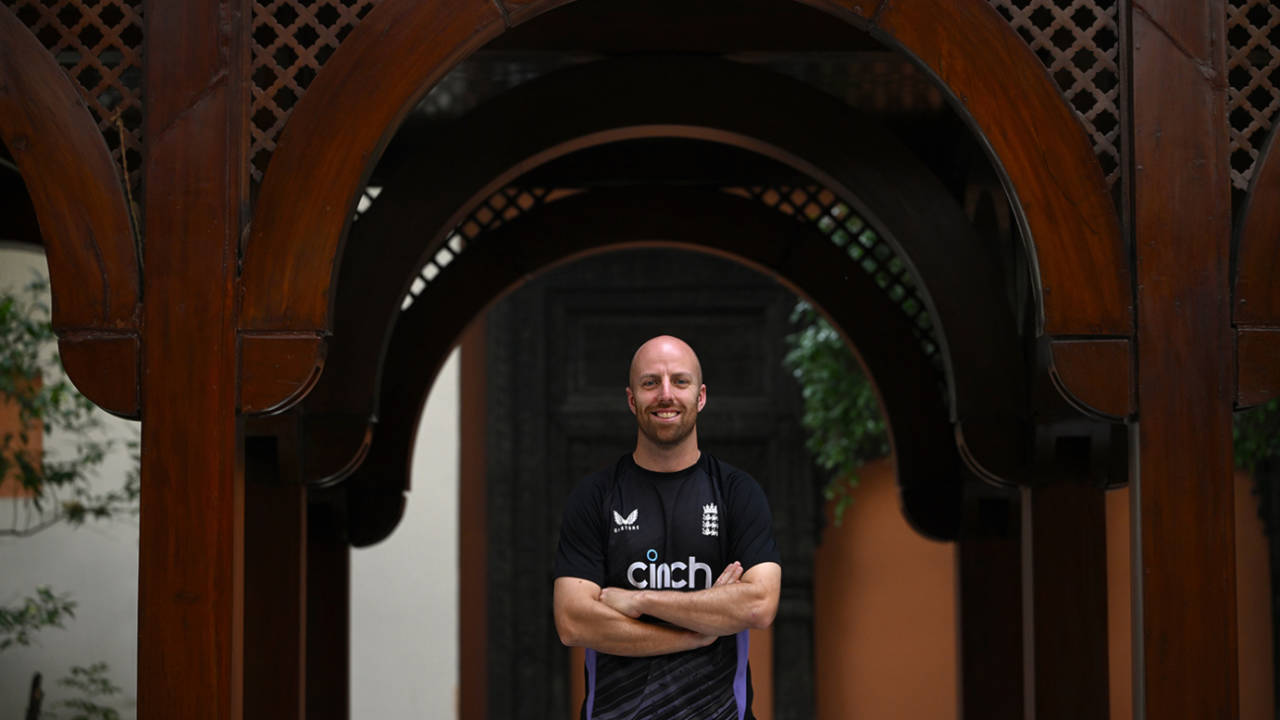 Jack Leach poses at the team hotel, Rawalpindi, October 21, 2024