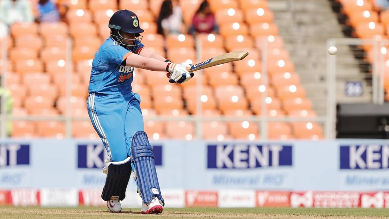 Shafali Verma gives the ball a whack, India vs New Zealand, 1st ODI, Ahmedabad, October 24, 2024 