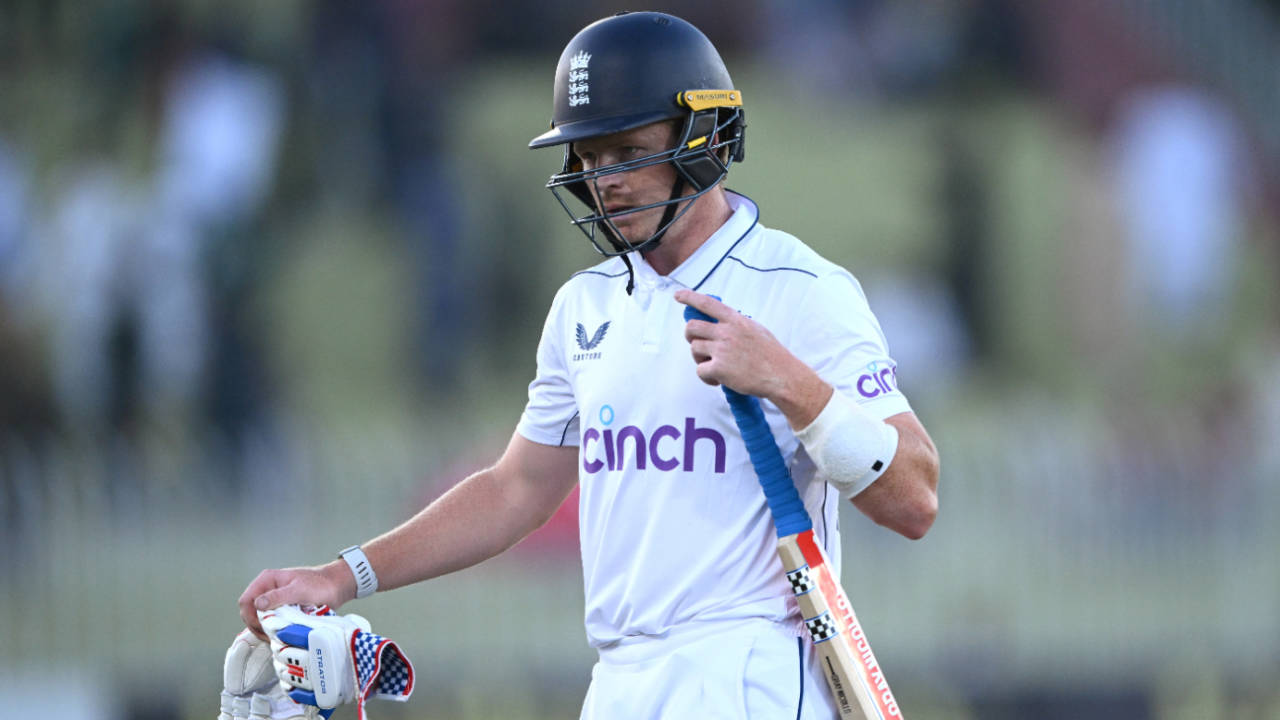 Ollie Pope made 1 from 15 balls to complete a forgettable series, Pakistan vs England, 3rd Test, Rawalpindi, 2nd day, October 25, 2024