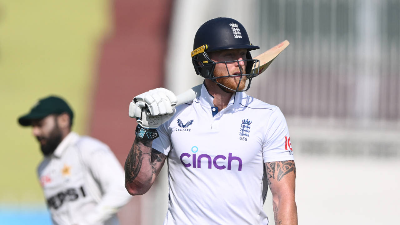 Ben Stokes looks bewildered as he leaves the crease, Pakistan vs England, 3rd Test, Rawalpindi, 3rd day, October 26, 2024