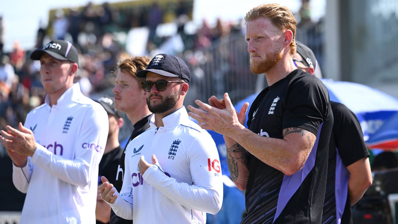 Ben Stokes looks on during the presentations, Pakistan vs England, 3rd Test, Rawalpindi, 3rd day, October 26, 2024