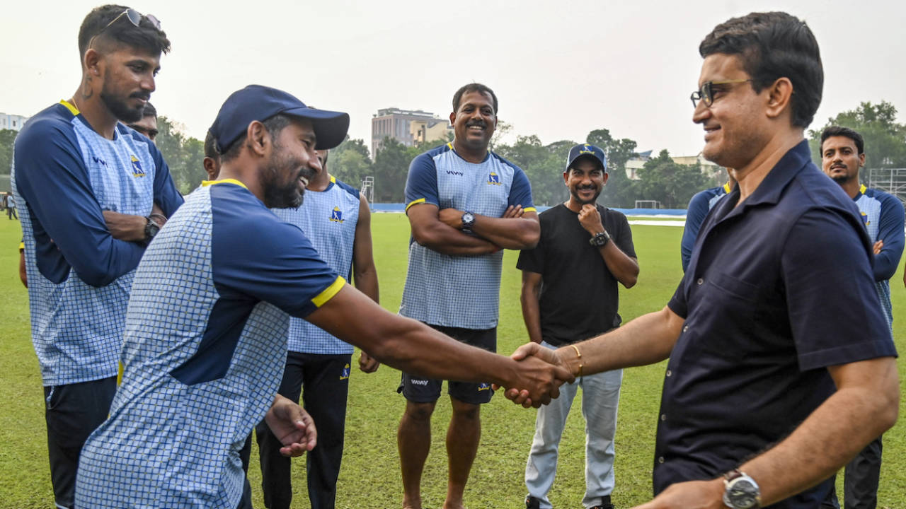 Wriddhiman Saha met Sourav Ganguly during the Ranji Trophy, Bengal vs Kerala, Ranji Trophy 2024-25, Kolkata, 1st day, October 26, 2024