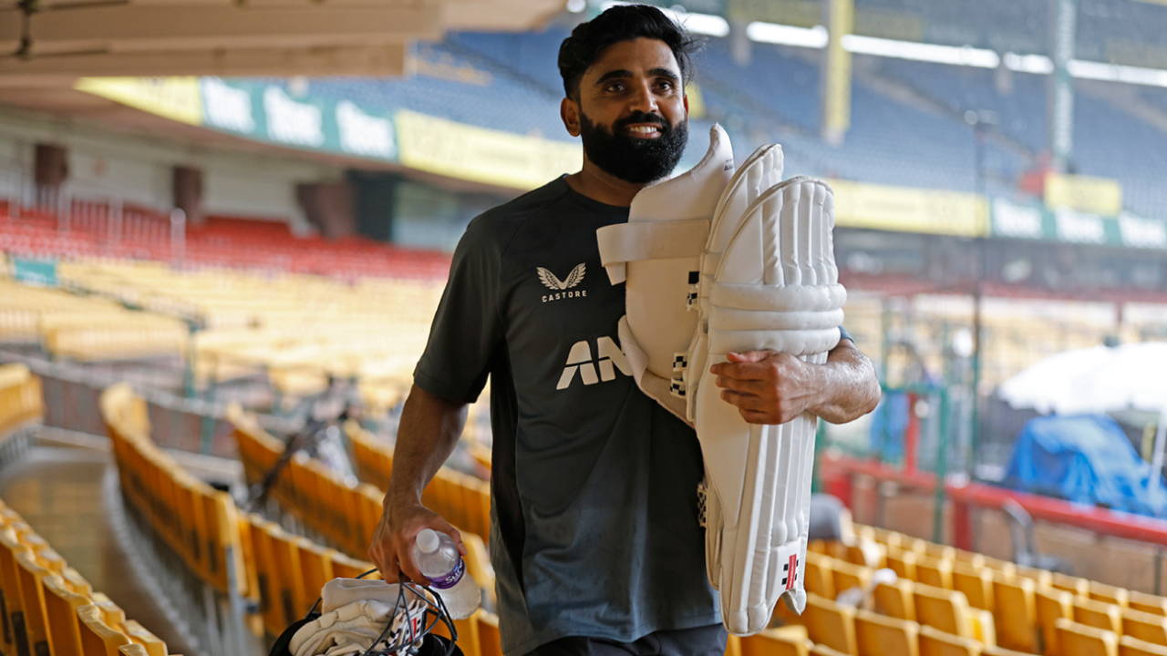 Ajaz Patel walks through the stands to attend an indoor training session, India vs New Zealand, 1st Test, Bengaluru, October 15, 2024