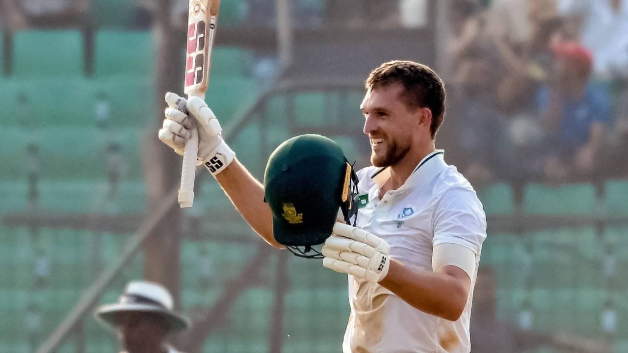 Wiaan Mulder brought up his maiden Test century, Bangladesh vs South Africa, 2nd Test, Chattogram, 2nd day, October 30, 2024