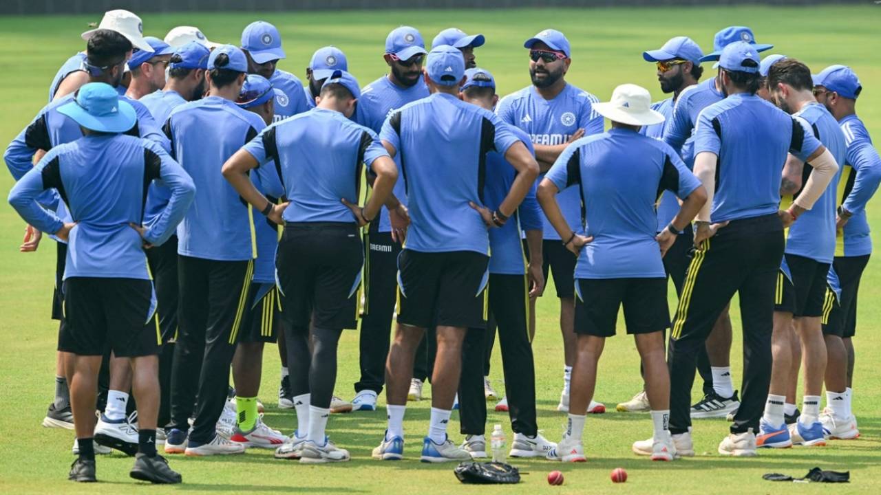 India captain Rohit Sharma addresses the players during a training session, Mumbai, October 30, 2024