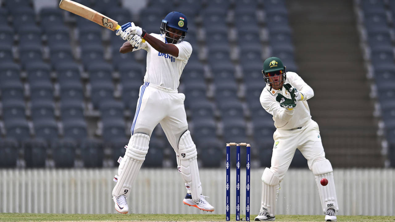 Sai Sudharsan built a third-wicket stand, Australia A vs India A, 1st four-day game, Mackay, November 1, 2024