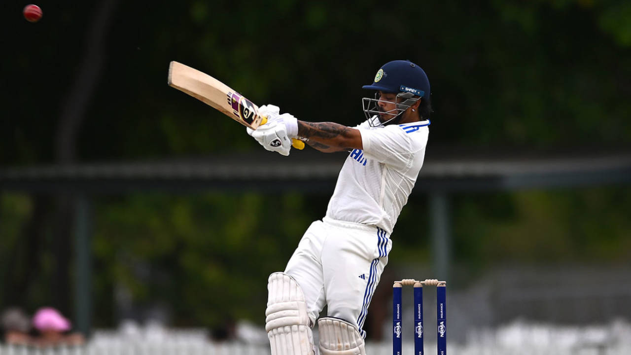 Ishan Kishan latches onto a short ball, Australia A vs India A, 1st four-day game, Mackay, November 2, 2024