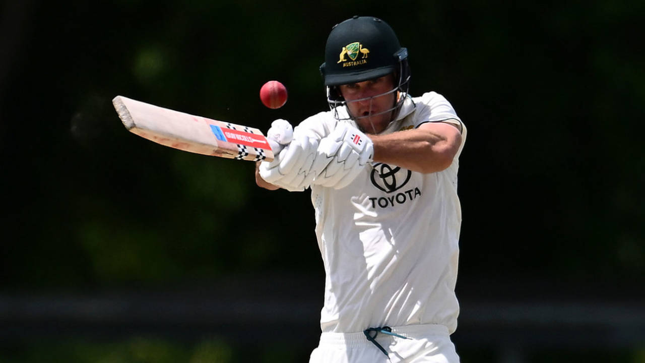 Beau Webster goes after a short ball, Australia A vs India A, 1st four-day game, Mackay, November 3, 2024