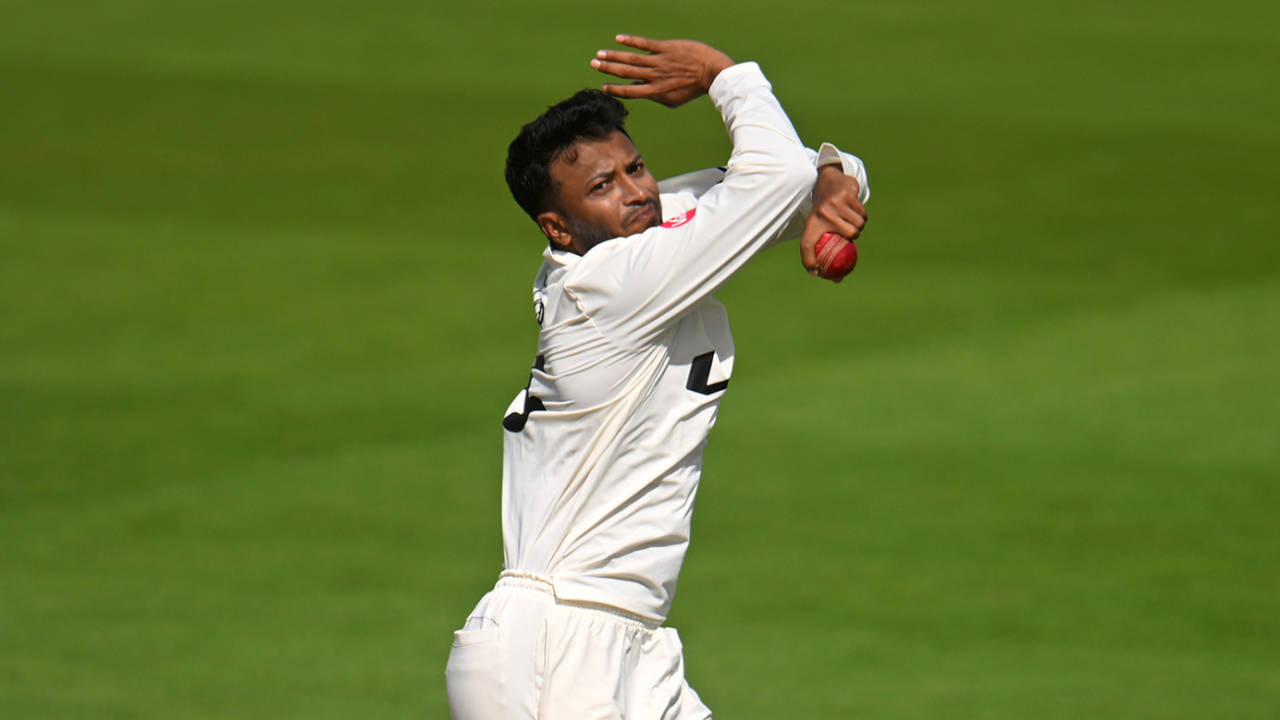 Shakib Al Hasan claimed nine wickets in the match, Somerset vs Surrey, County Championship, Taunton, September 9, 2024