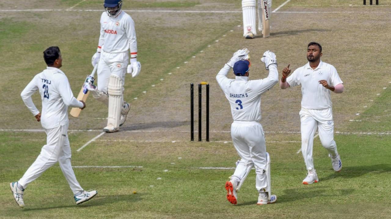 Abhijit Sarkar was among the wickets for Tripura, Tripura vs Baroda, Ranji Trophy 2024-25, Agartala, November 6, 2024