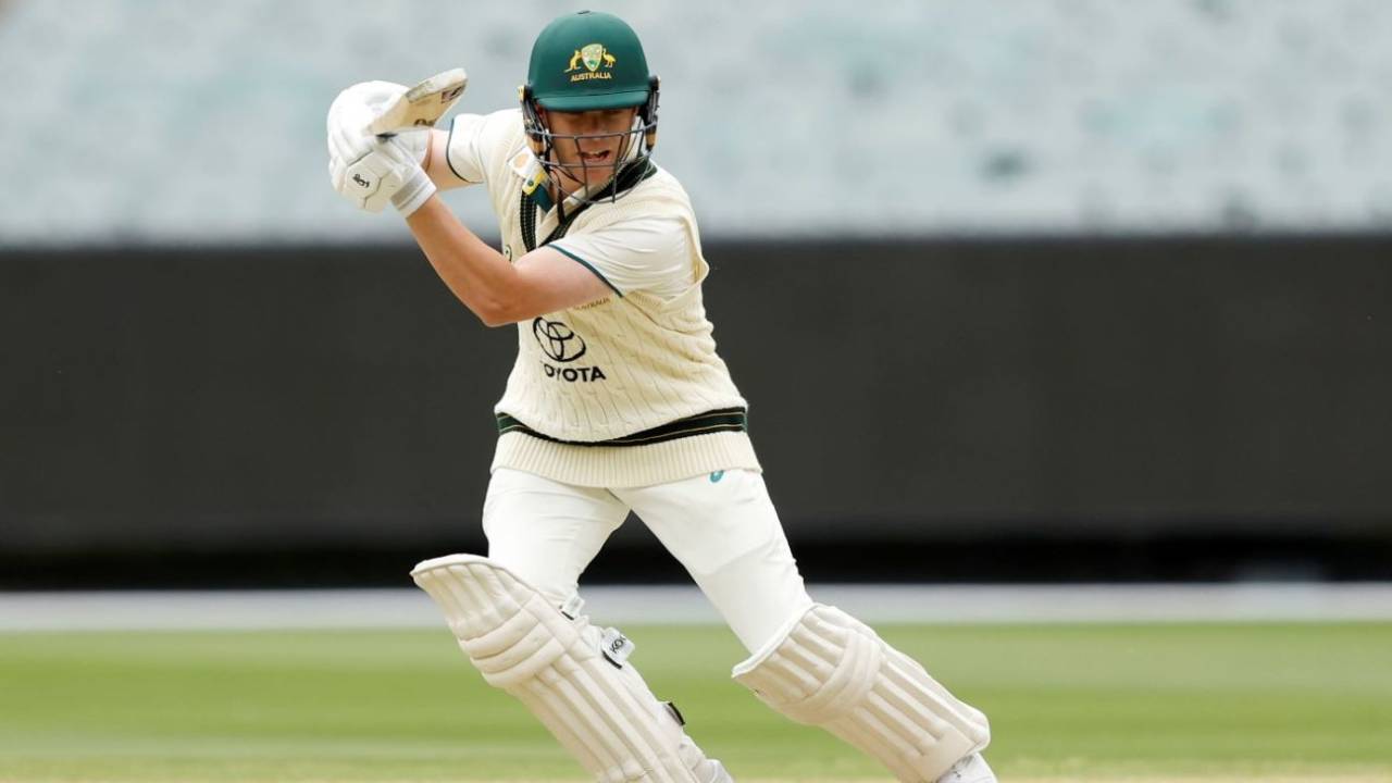 Marcus Harris drives through the off side, Australia A vs India A, 2nd four-day game, MCG, November 8, 2024