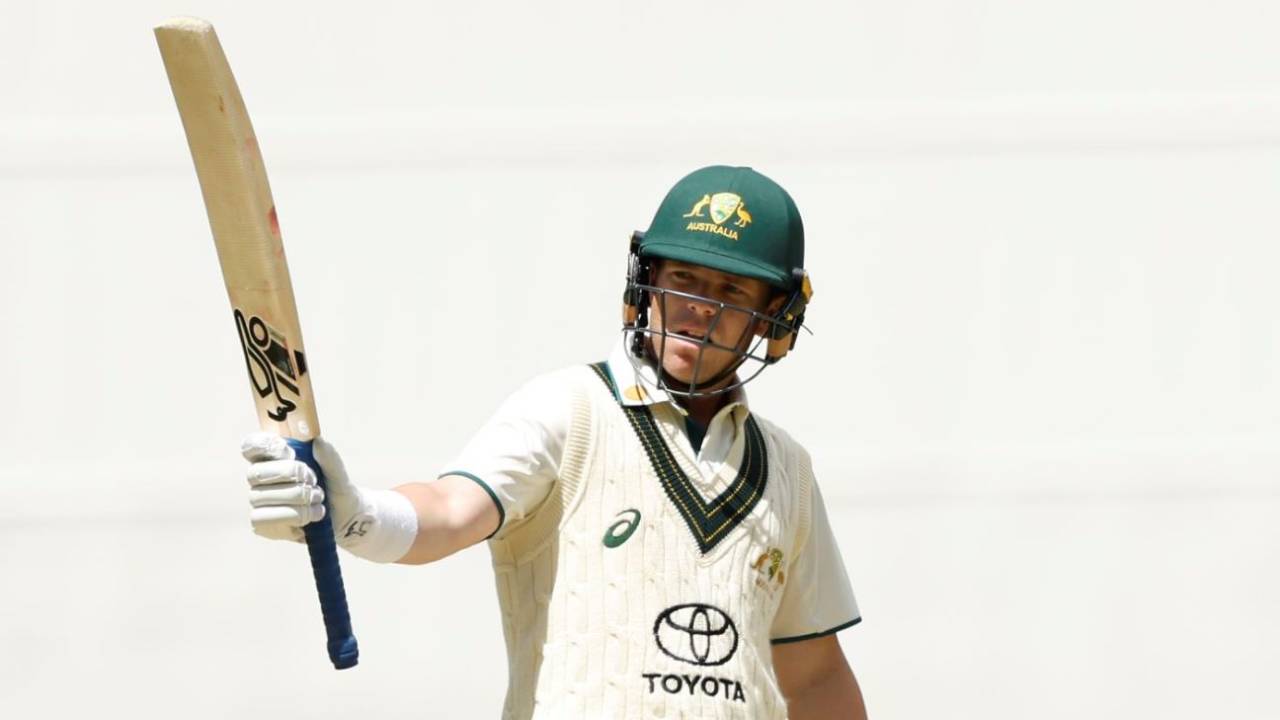 Marcus Harris acknowledges his half-century, Australia A vs India A, 2nd four-day game, MCG, November 8, 2024