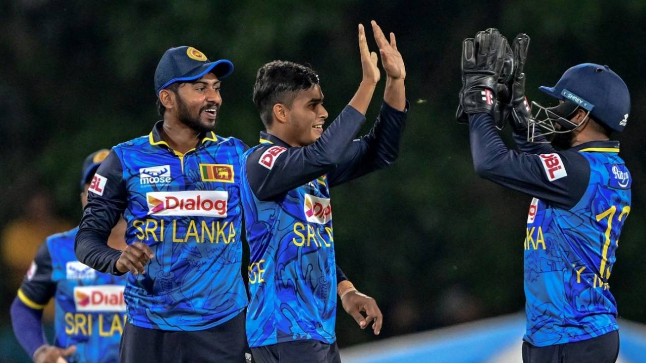 Dunith Wellalage celebrates a wicket, Sri Lanka vs New Zealand, 1st T20I, Dambulla, November 9, 2024
