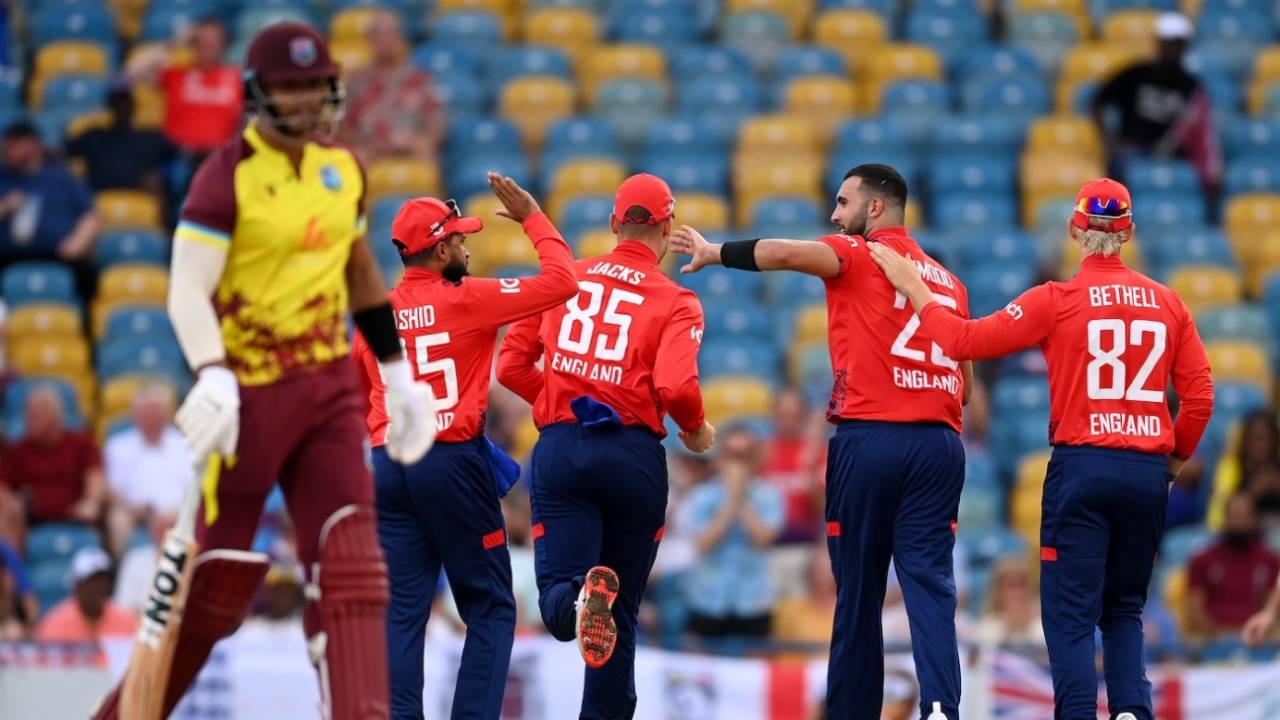Saqib Mahmood removes Brandon King, West Indies vs England, 2nd T20I, Barbados, November 10, 2024
