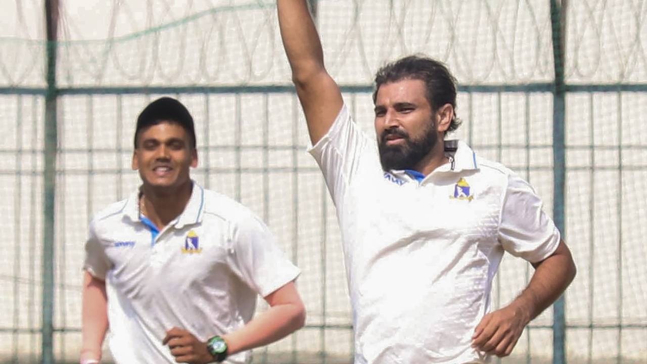 Mohammed Shami celebrates a wicket, Madhya Pradesh vs Bengal, Ranji Trophy 2024-25, Indore, November 14, 2024