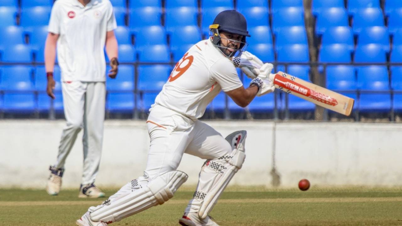 Karun Nair steers the ball away, Vidarbha vs Gujarat, Ranji Trophy 2024-25, Nagpur, November 15, 2024