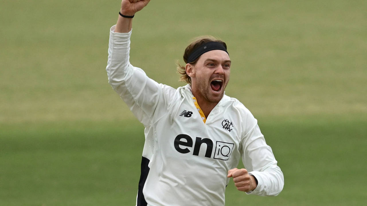 Corey Rocchiccioli completed a split-innings hat-trick, Victoria vs Western Australia, Sheffield Shield, Junction Oval, November 18, 2024
