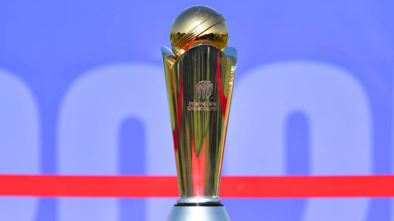 The Champions Trophy on display during the trophy tour, Karachi, November 21, 2024