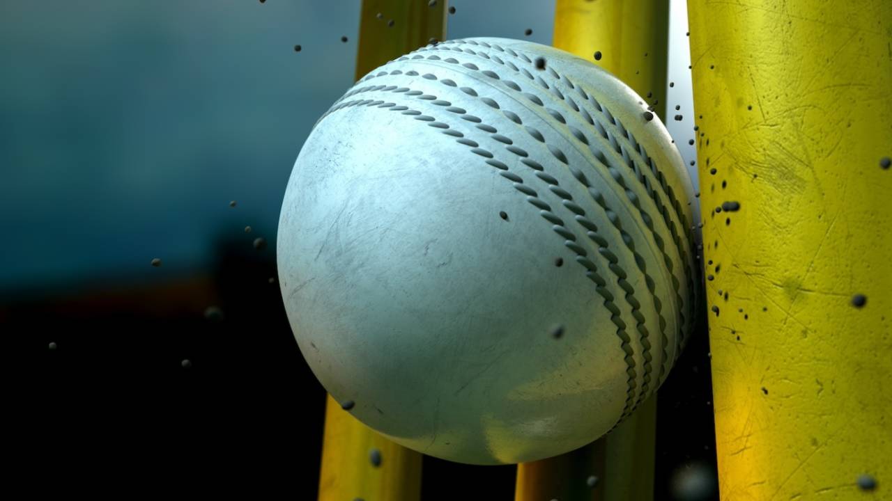 Generic creative image of white ball hitting the stumps