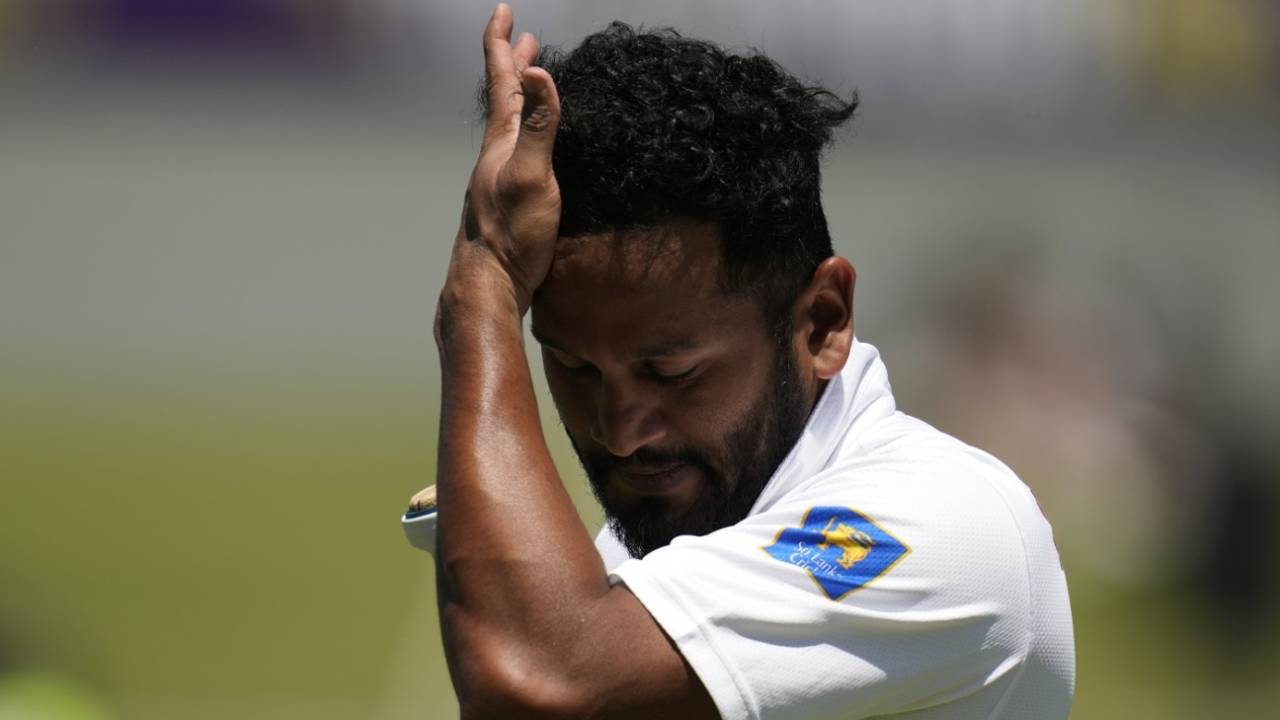 Dimuth Karunaratne was out in single digits for the fourth time in his last six innings, South Africa vs Sri Lanka, 1st Test, 2nd day, Durban, November 28, 2024