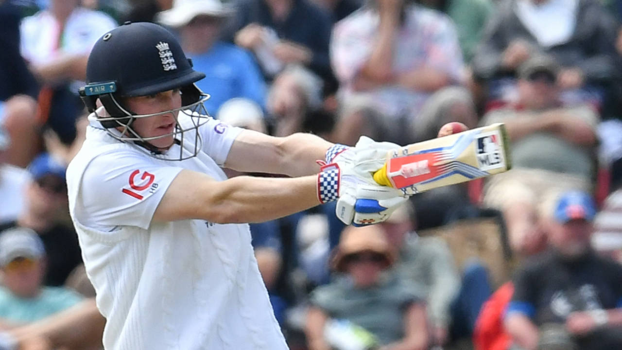 Harry Brook winds into a pull, New Zealand vs England, 1st Men's Test, Day 2, Christchurch, November 29, 2024