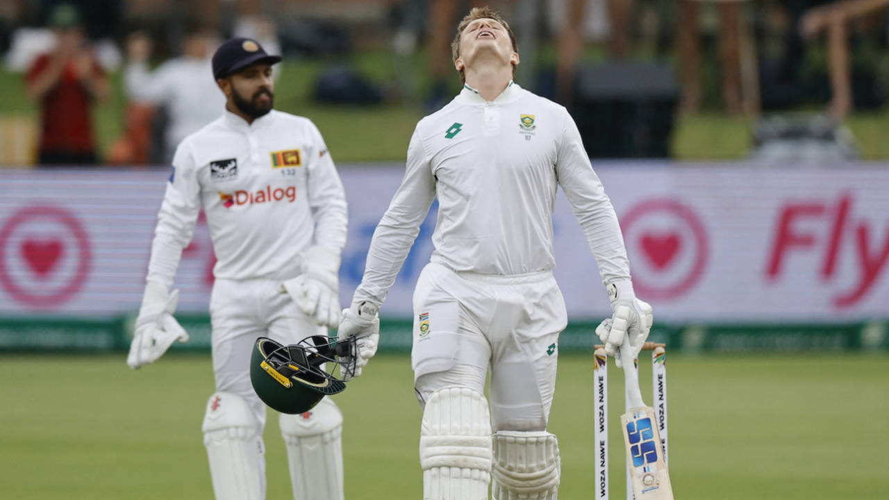 Ryan Rickelton soaks in his maiden-century celebrations, South Africa vs Sri Lanka, 2nd Test, Gqeberha, 1st day, December 5, 2024