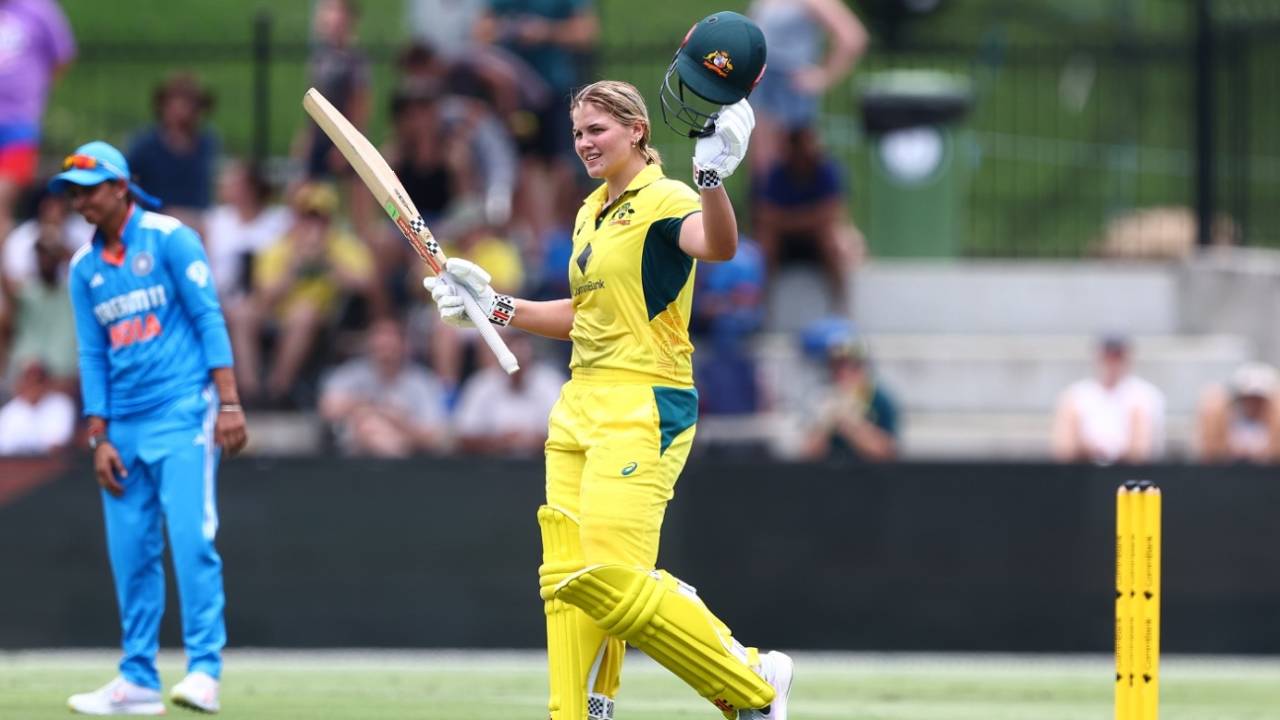 Georgia Voll brought up her first ODI century in just 84 balls, Australia vs India, 2nd women's ODI, Brisbane, December 8, 2024