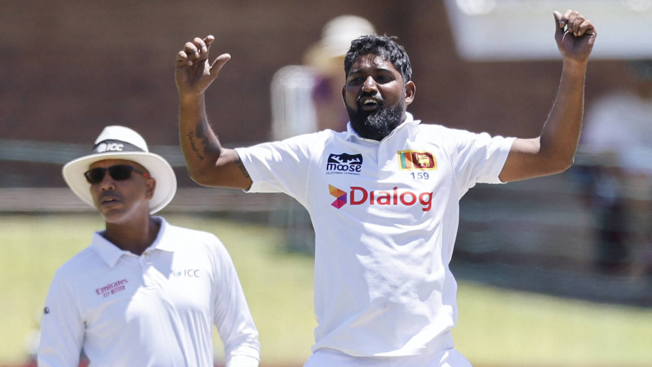 Prabath Jayasuriya took flight... and a second-innings five-for, South Africa vs Sri Lanka, 2nd Test, Gqeberha, 4th day, December 8, 2024