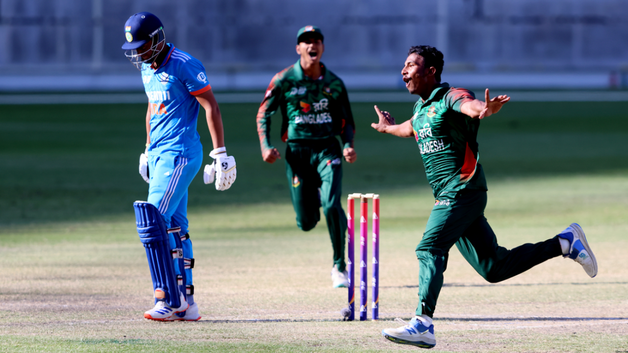 Iqbal Hossain Emon picked three wickets to push India U-19 on the back foot, Bangladesh vs India, Under-19s Asia Cup final, Dubai, December 8, 2024