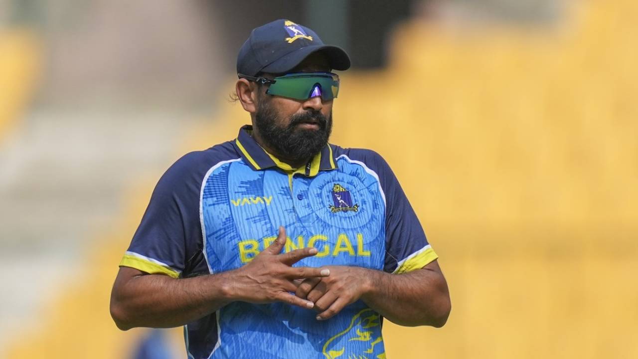Mohammed Shami bowled a crucial 19th over in the chase, Bengal vs Chandigarh, Syed Mushtaq Ali Trophy, pre-quarter-final, Bengaluru, December 9, 2024
