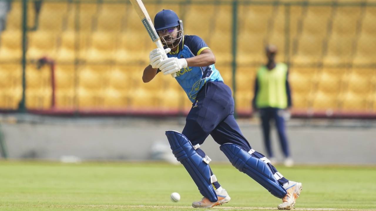 Writtick Chatterjee played a quickfire knock, Bengal vs Chandigarh, Syed Mushtaq Ali Trophy, pre-quarter-final, Bengaluru, December 9, 2024
