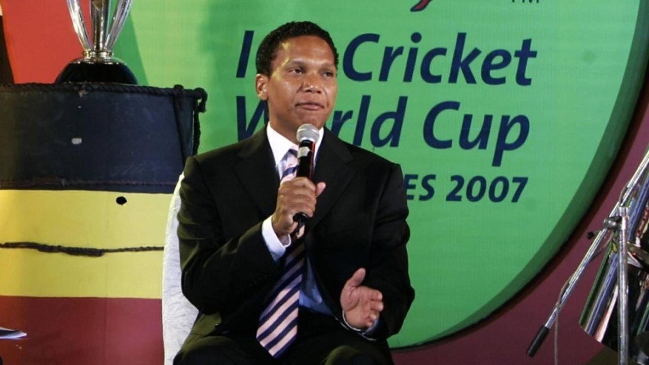 Chris Dehring (right) speaks during the announcement of the 2007 Men's ODI World Cup in New Delhi, July 27, 2006, New Delhi
