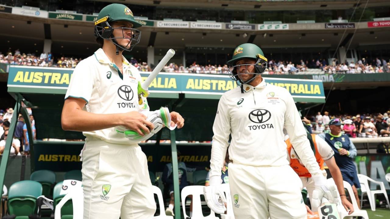 Usman Khawaja and his latest opening partner Sam Konstas walk out to bat, Australia vs India, 4th Test, Day 1, Melbourne, ICC World Test Championship, December 26, 2024