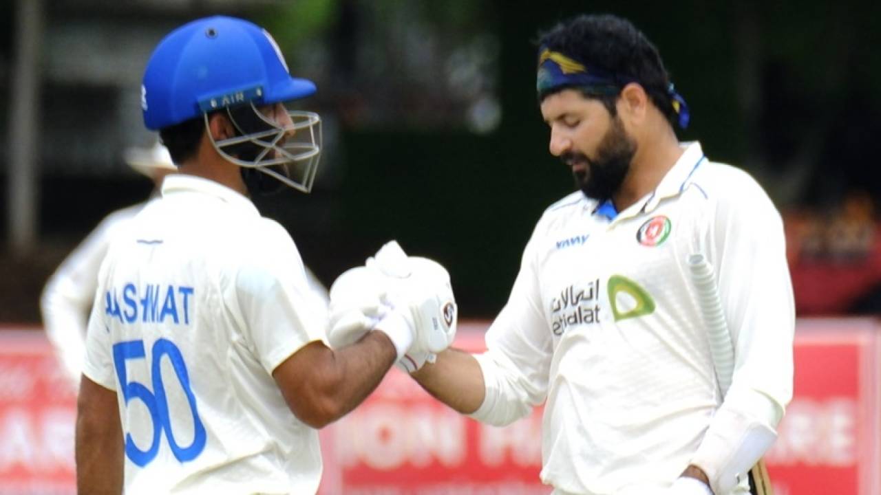 Hashmatullah Shahidi and Afsar Zazai added 211 for the fourth wicket, Zimbabwe vs Afghanistan, 1st Test, Bulawayo, 5th day, December 30, 2024