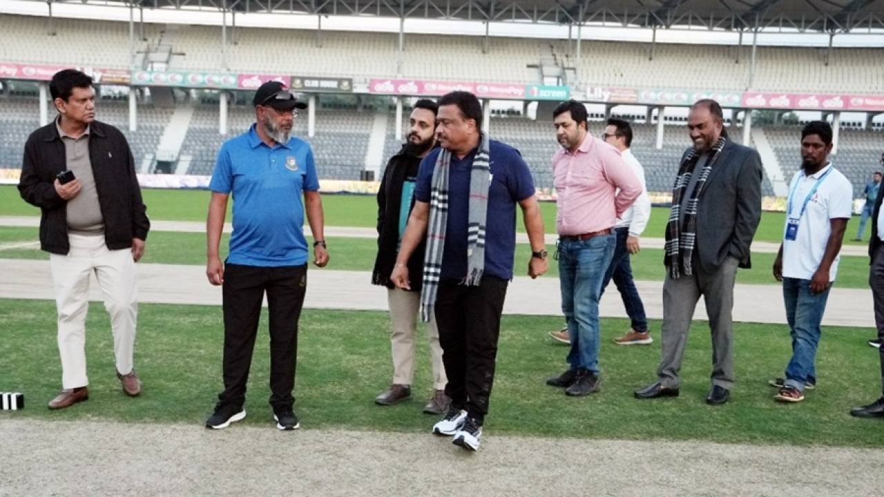 BCB president Faruque Ahmed has a look at the pitch, Sylhet, January 5, 2025