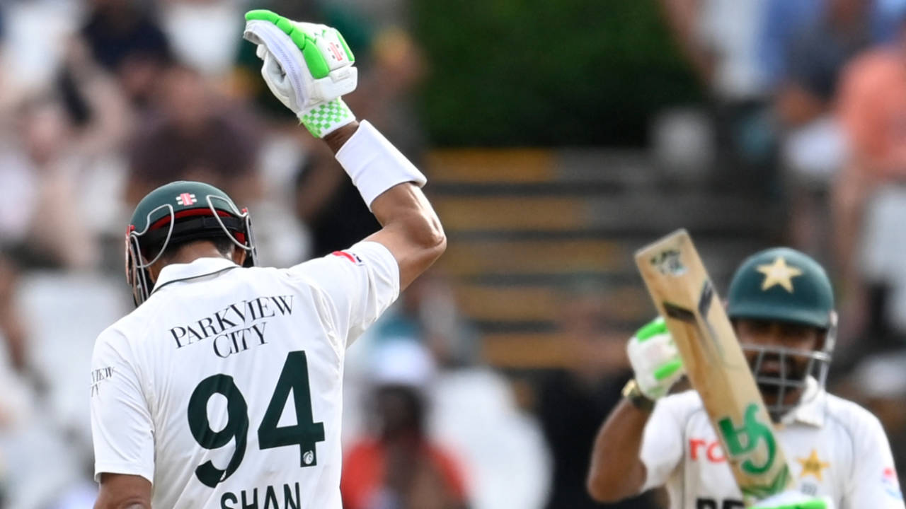 Shan Masood celebrates his hard-fought hundred, South Africa vs Pakistan, 2nd Test, Cape Town, 3rd day, January 5, 2025