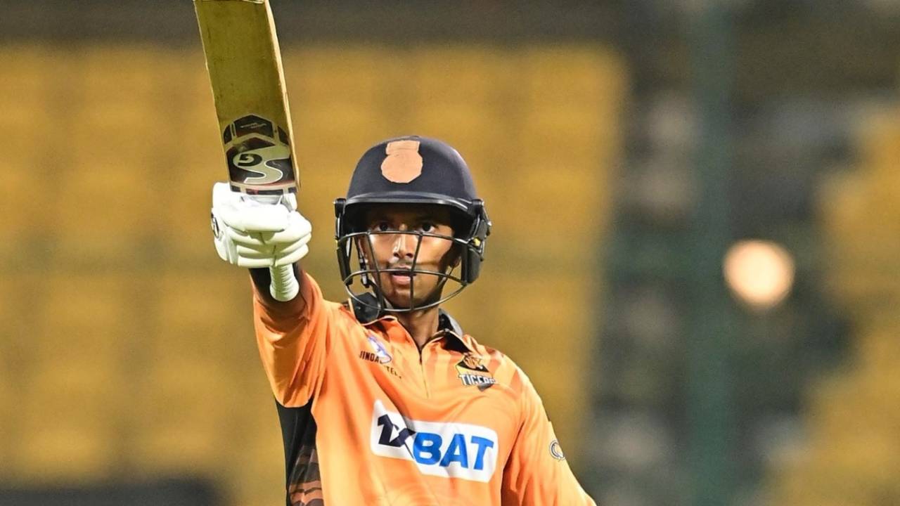 Krishnan Shrijith scored a century for Hubli Tigers, Gulbarga Mystics vs Hubli Tigers, Maharaja T20, Bengaluru, August 29, 2024
