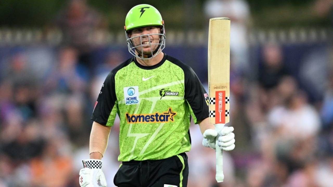 David Warner made 88 not out off 66, Hobart Hurricanes vs Sydney Thunder, BBL 2024-25,  Hobart, January 10, 2025