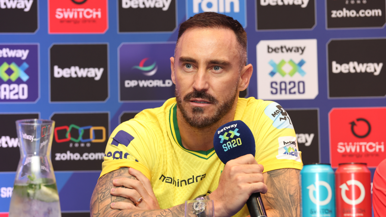 Faf du Plessis speaks to the media ahead of the start of the SA20, Cape Town, January 8, 2025